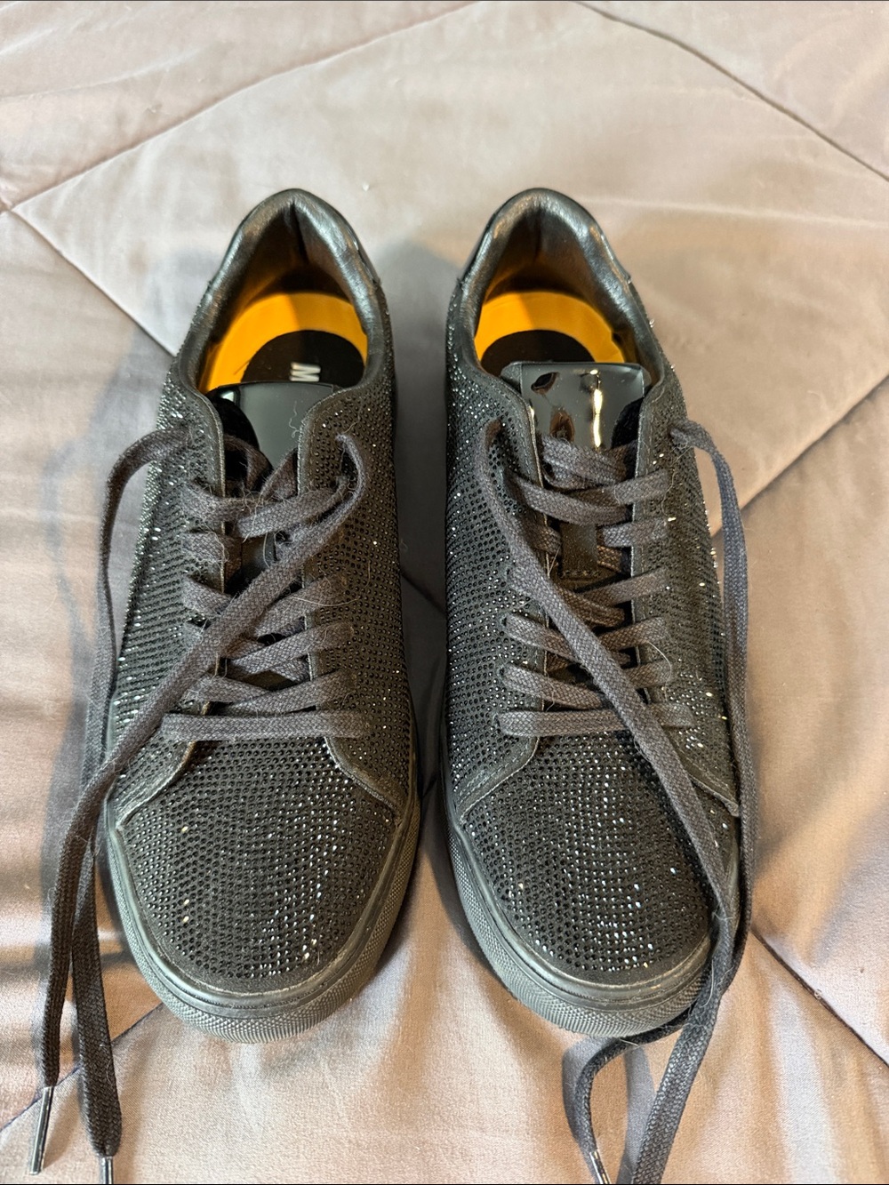 Mix No. 6 Black Sparkle Low-Top Lace-Up Sneakers men size 8